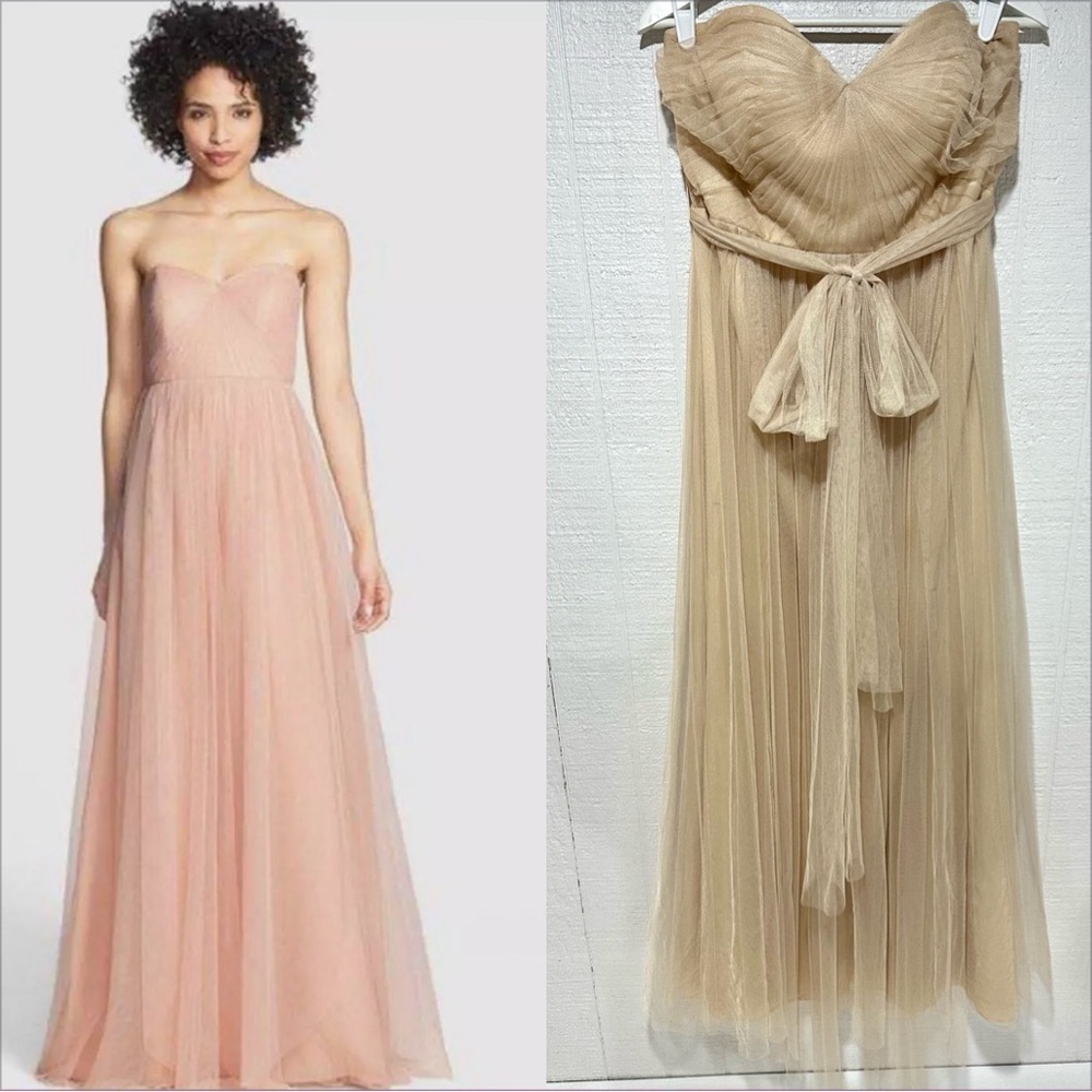 Jenni Yoo Annabelle convertible tulle a line gown champagne size 12